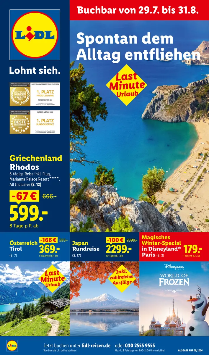 August Reise Highlights 29.07.2026 31.08.2026