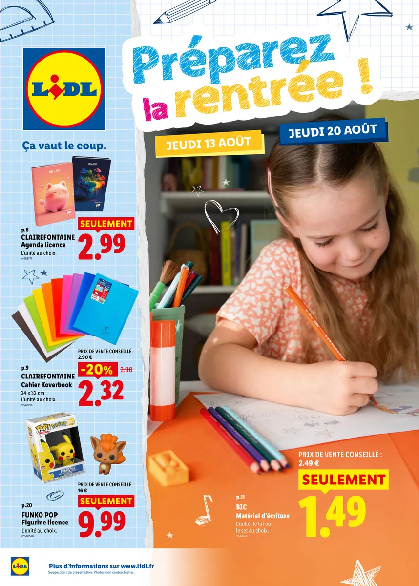 Jeudi 13/08 et Jeudi 20/08 Préparez la Rentrée | Lidl France Lidl.fr